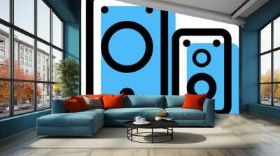 Digital product  library blue colored icon pack Wall mural