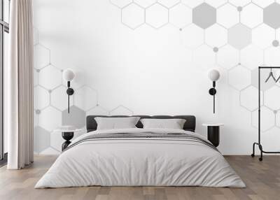 Geometric grey background. Vector banner design with hexagons. Medical, science and technology concept. Hexagon Monochrome simple pattern, seamless vector background. Wall mural