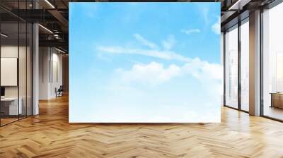 Sky blue background. Sky cloud clear. Beautiful blue sky and white clouds of various shapes with sunlight. Nature background Wall mural