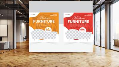 Minimalist furniture and home interior sale banner or social media post template, Instagram post template Wall mural