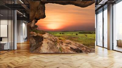 Sunset over the floodplains of Ubirr, Kakadu National Park, Northern Territory, Australia Wall mural