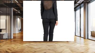 Elegant woman in business black suit walking away. Back view isolated on transparent background.	
 Wall mural