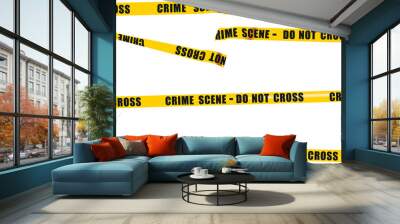 a small set of police yellow ribbons with the text prohibiting passage Wall mural