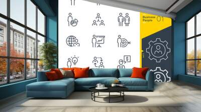 Lineo Editable Stroke - Business People line icons Wall mural