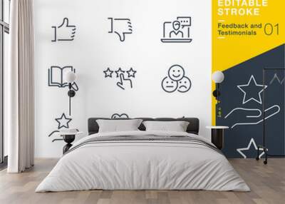 Lineo Editable Stroke - Feedback and Testimonials line icons Wall mural