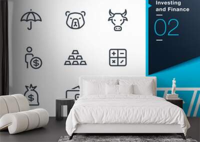 Lineo - Investing and Finance outline icons Wall mural