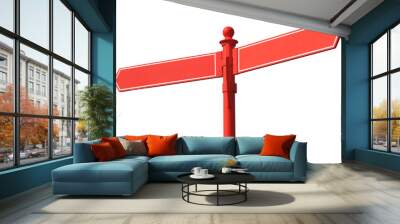 blank red two way signpost. Wall mural