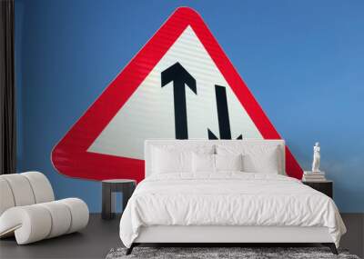 british two way traffic ahead sign. Wall mural