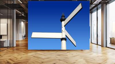 Old fashioned 3 way blank direction signpost. Wall mural