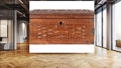 old wooden treasure chest, isolated on a white bac Wall mural