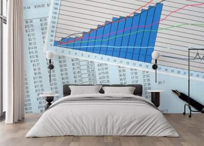 reviewing  the financial results. Wall mural