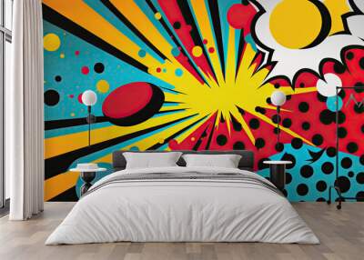 pop art abstract background wallpaper, cartoon style, BAM, WHOP, ai generative Wall mural