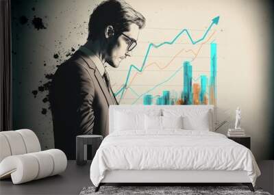 Business person with graph Wall mural