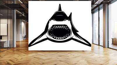 shark cartoon isolated on white Wall mural