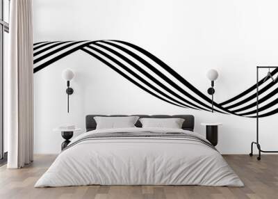 Abstract black and white stripes smoothly bent ribbon geometrical shape Wall mural