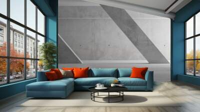 Abstract empty, modern concrete room with indirect lighting from right with diagonal pillar and rough floor - industrial interior background template Wall mural