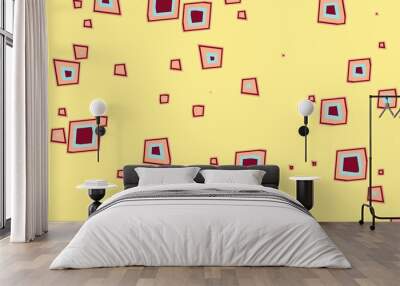 Abstract modern minimal geometry retro color palette polygon pattern on yellow background Wall mural