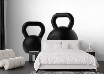 Two fitness gym kettlebells over white background, muscle exercise, bodybuilding or fitness concept Wall mural