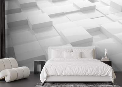 White modern shiny abstract geometrical cube array pattern background Wall mural