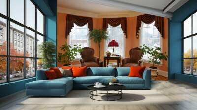 living room with bay window Wall mural