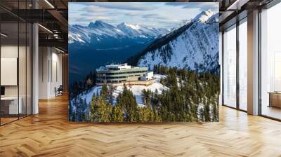 Banff Gondola summit station. Wooden stairs and boardwalks along the summit. Banff National Park, Canadian Rockies. AB, Canada Wall mural