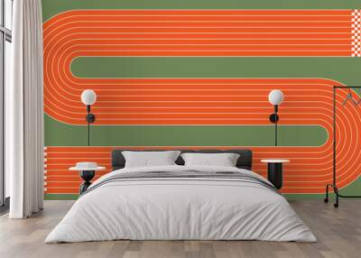 Abstract rugged running track with starting and finishing lines. Wall mural