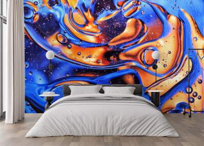 Abstract colorful oil wave on water background Wall mural