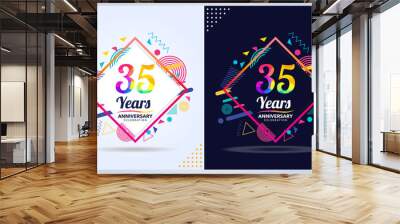 35 years anniversary with modern square design elements, colorful edition, celebration template design Wall mural