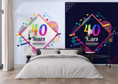 40 years anniversary with modern square design elements, colorful edition, celebration template design Wall mural