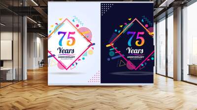 75 years anniversary with modern square design elements, colorful edition, celebration template design, Wall mural