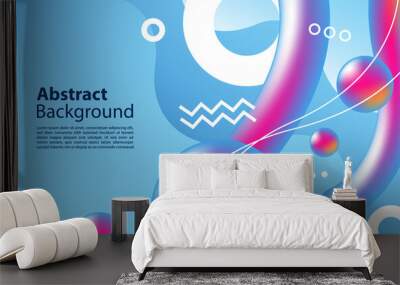 Blue background with colorful fluid graphic shape background design. Wall mural