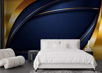 Creative luxury navy blue and golden lines background design. Wall mural