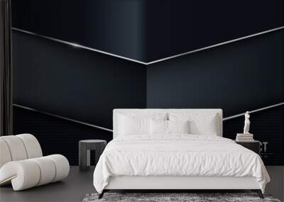 Dark grey with silver lines luxury abstract background design Wall mural