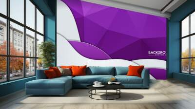 Dynamic overlap white abstract with purple geometric polygonal texture. Vector illustration. Wall mural