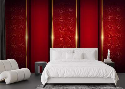 elegant red and gold line background Wall mural