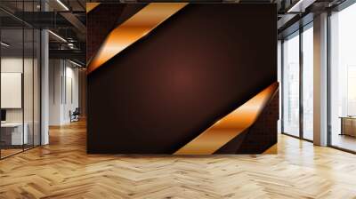 Luxury brown background with golden lines combination. Wall mural