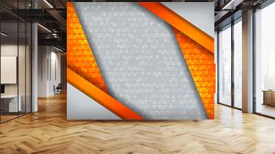 Modern abstract orange tech white with overlap background. Wall mural