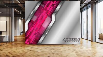 Modern technology background with shinny futuristic pink red light. Vector illustration Wall mural