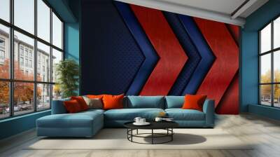 Vintage metal red and blue abstract geometry vector background images Wall mural