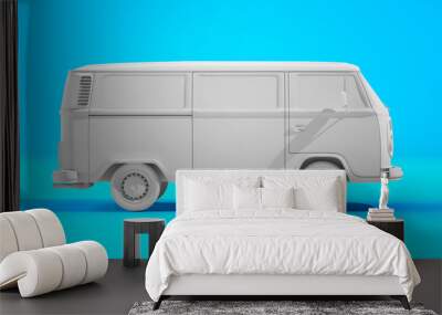 Mini bus template for car branding and advertising. 3D illustration.  Wall mural