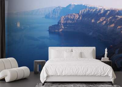 Oia town on Santorini island, Greece. Caldera on Aegean sea. Wall mural