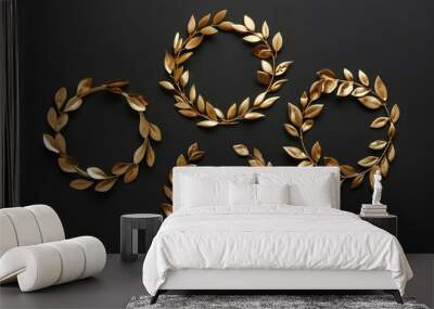 gold laurel wreath on grey background Wall mural