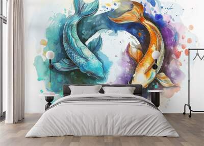 2 schwimmende Fische Wall mural