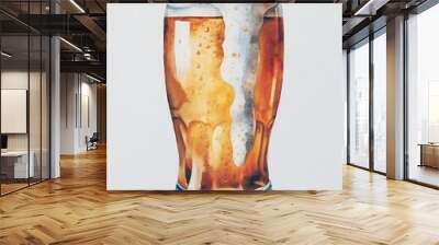 leckeres schaumiges Bier im Glas Wall mural