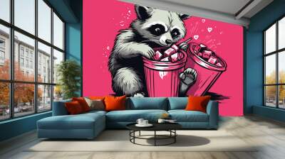 Waschbär mit Essen Wall mural