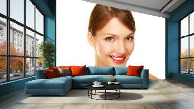 A beautiful woman, portrait isolated on white background Wall mural