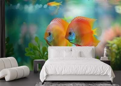 Colorful fishies brighten underwater worlds with their vibrant hues and graceful movements Wall mural