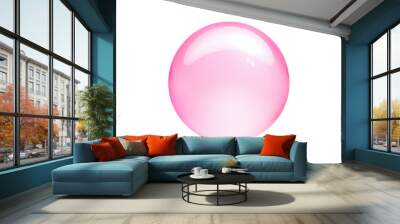 Pink bubble isolated on transparent background Wall mural