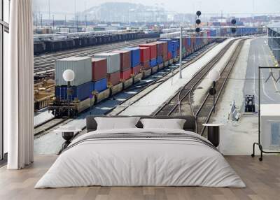 train in route to shipping port Wall mural