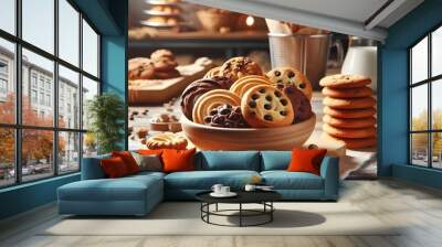  cozy kitchen scene with a baking theme featuring freshly baked cookies Wall mural